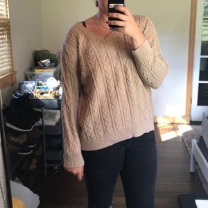 Croft & Barrow Tan Cable Knit Oversized Sweater